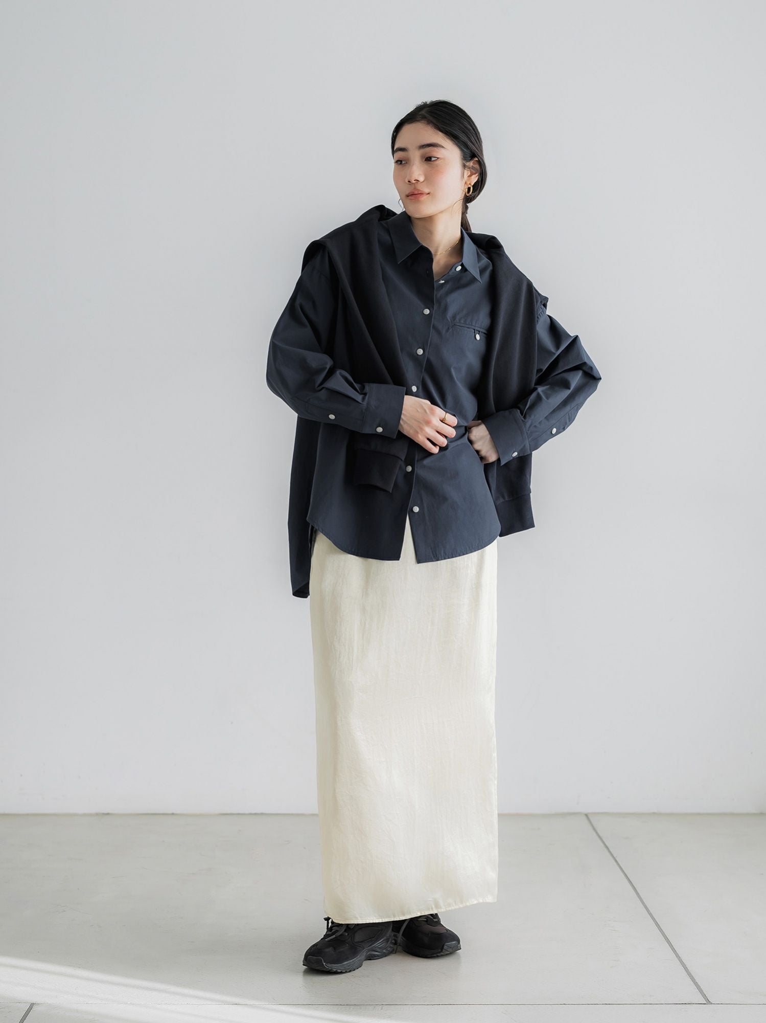 crewre online store / ラップレイヤードIラインスカート