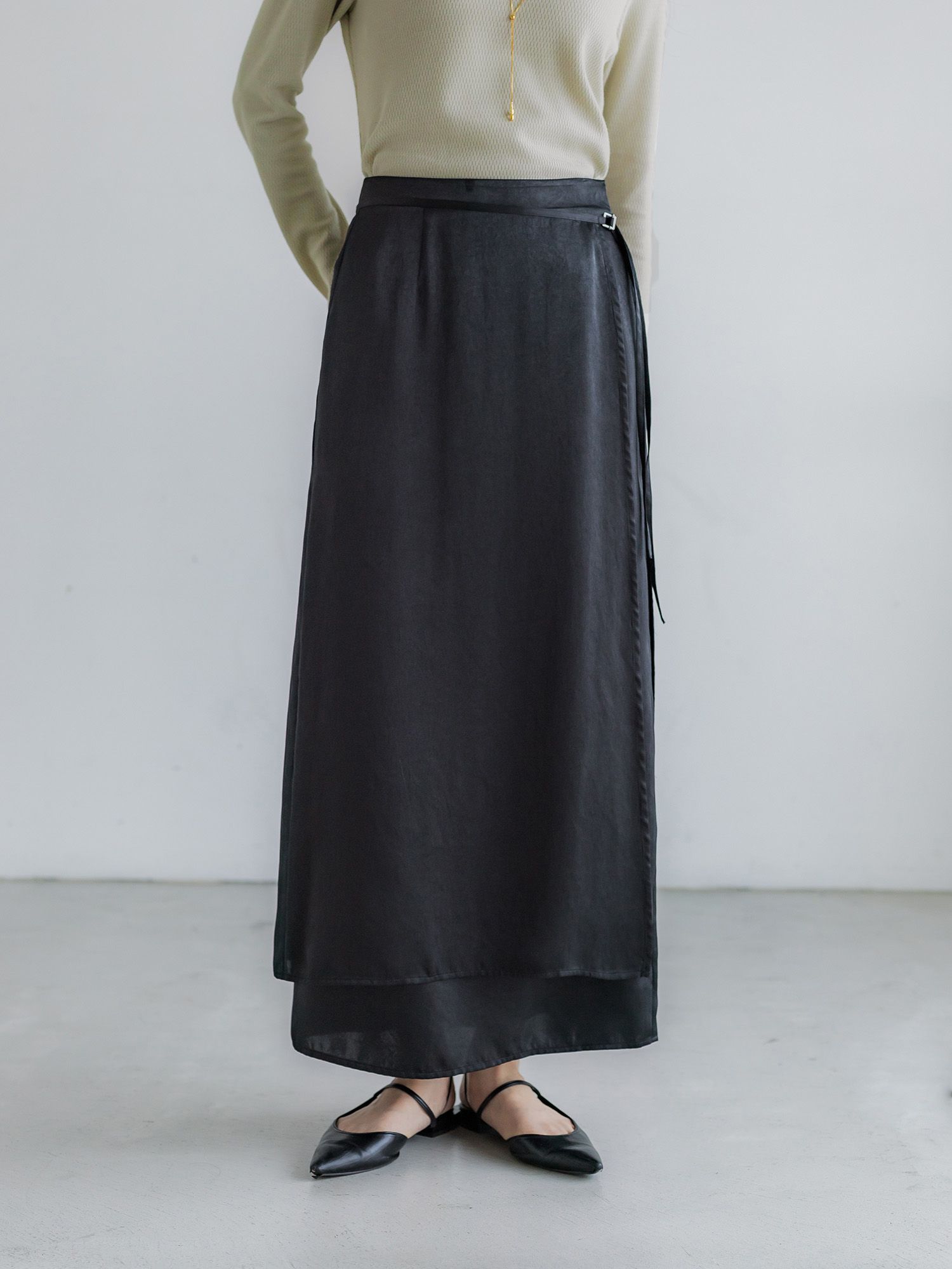 crewre online store / ラップレイヤードIラインスカート
