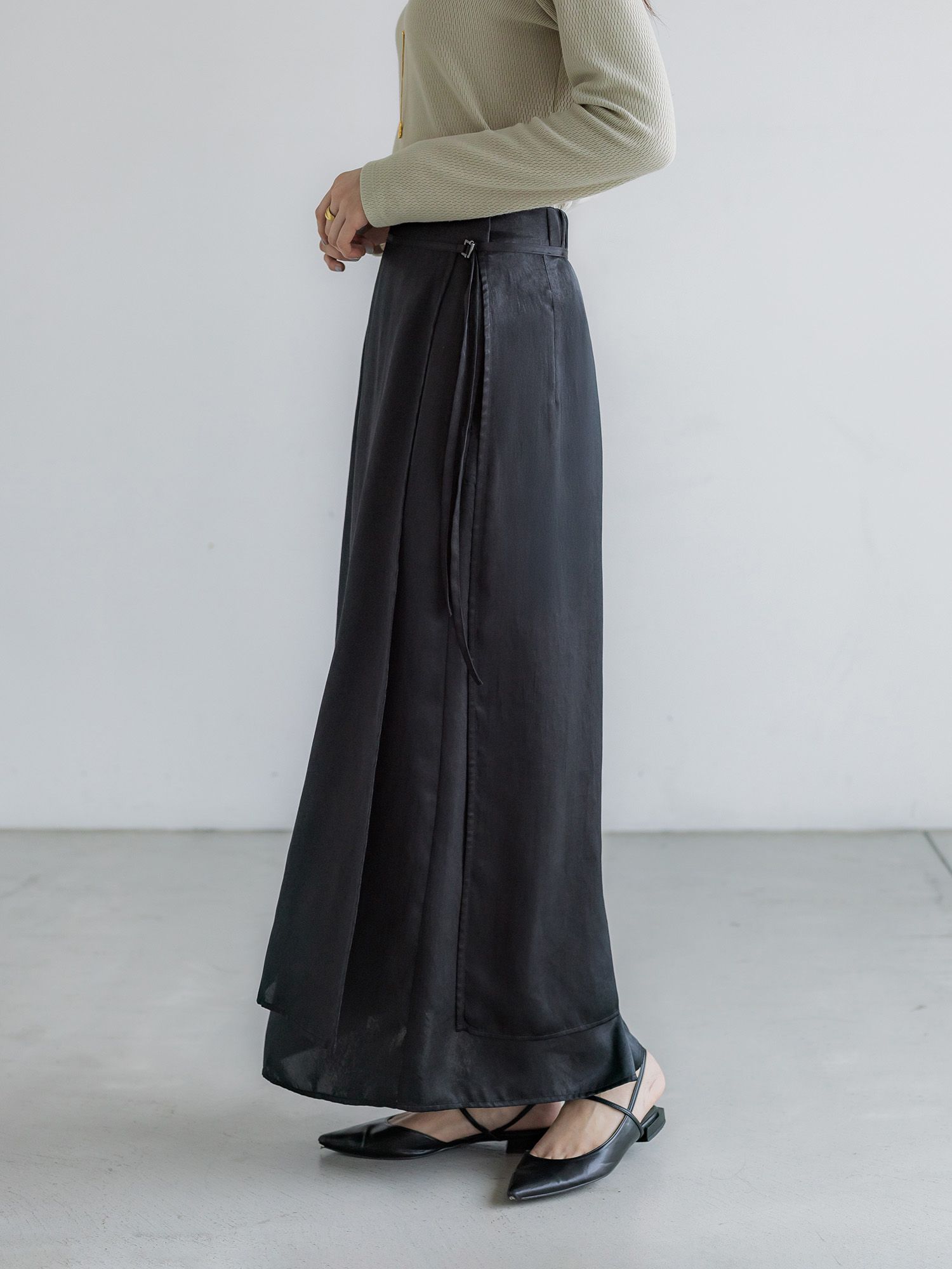 crewre online store / ラップレイヤードIラインスカート