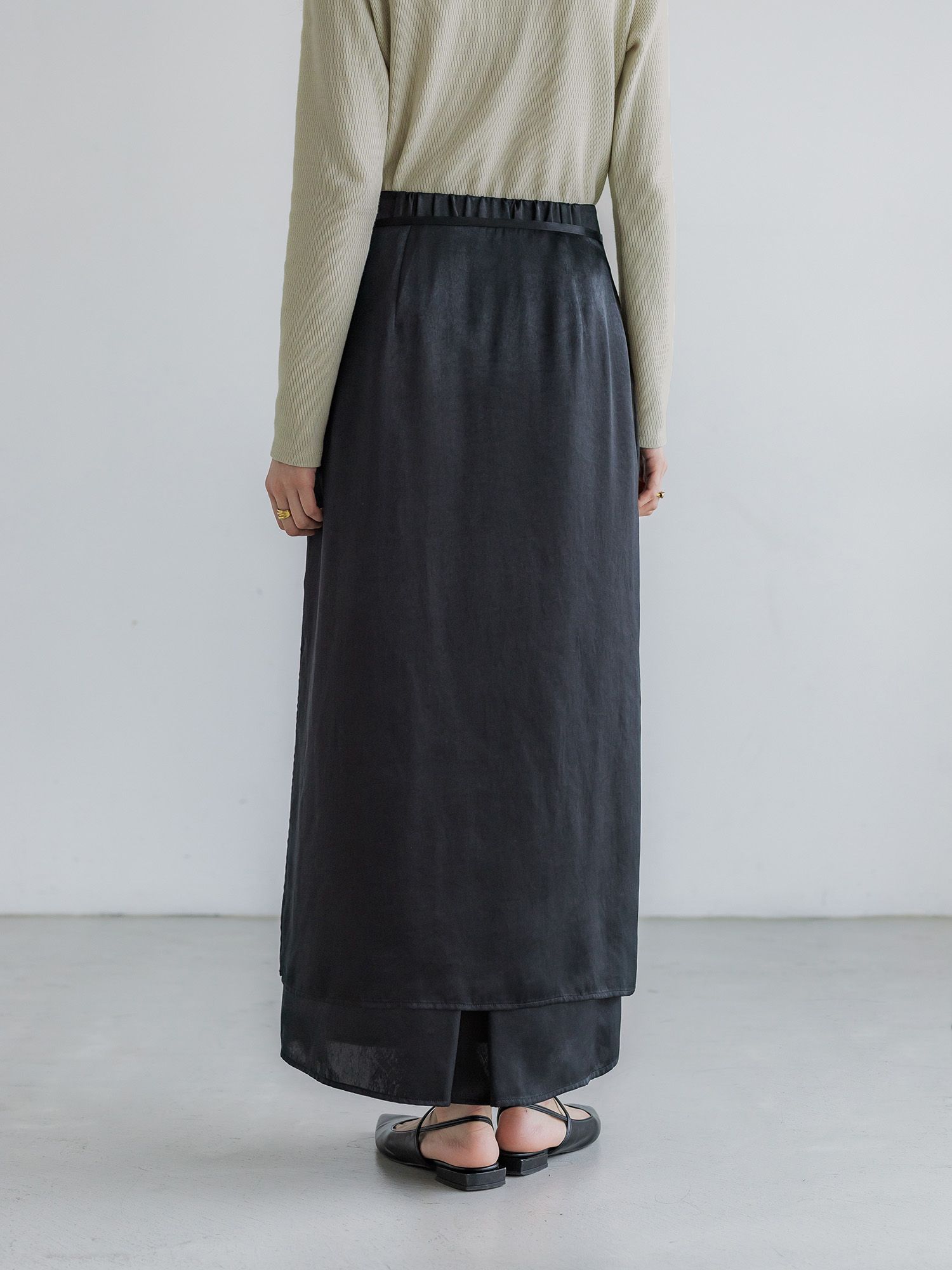 crewre online store / ラップレイヤードIラインスカート